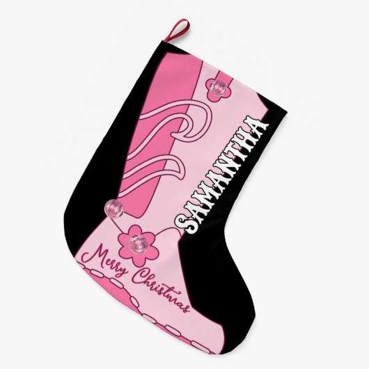 Westerne Roze Disco Costal Cowgirl Boot Custom Naa Grote Kerstsok (Voorkant (Hangend))