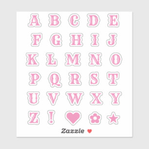 Westerne roze letters Monogram Alfabet Stickers
