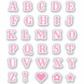 Westerne roze letters | Monogram Alfabet Stickers (Voorkant)
