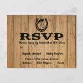 Westerne RSVP Trouwpaard Bruin Hout Land Uitnodiging Briefkaart (Voorkant)