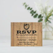 Westerne RSVP Trouwpaard Bruin Hout Land Uitnodiging Briefkaart (Staand voorkant)