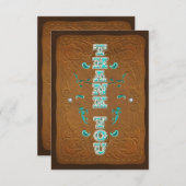 Westerne Rustic Brown Leather Look BEDANKT KAART (Voorkant / Achterkant)