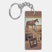 Westerne Rustic Cowboy Boots voegen zijn Initialen Sleutelhanger (Voorkant Links)