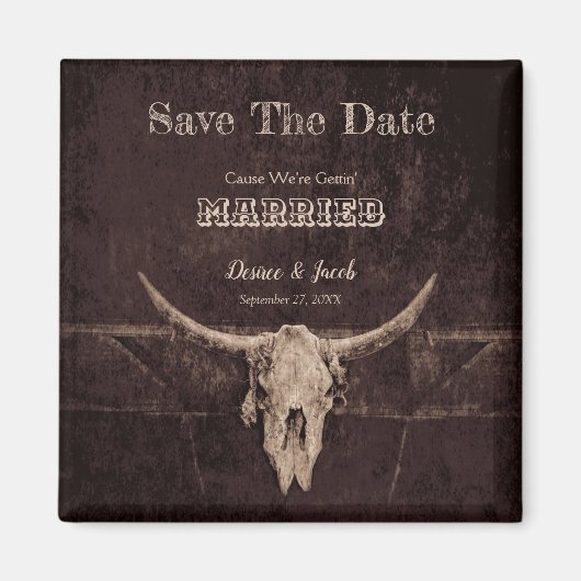 Westerne Rustic Wedding  sparen de Datum Magneet (Voorkant)