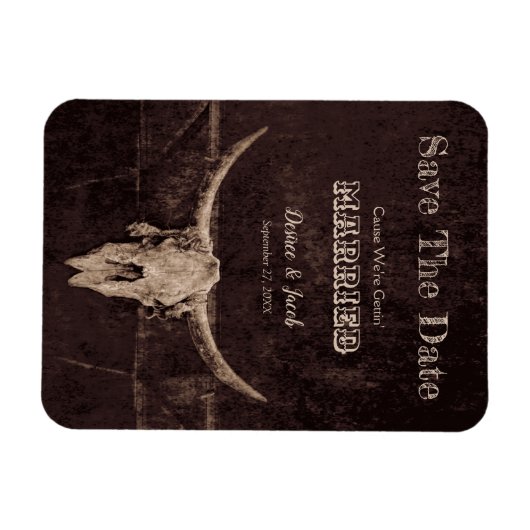 Westerne Rustic Wedding sparen de Datum Magneet (Horizontaal)