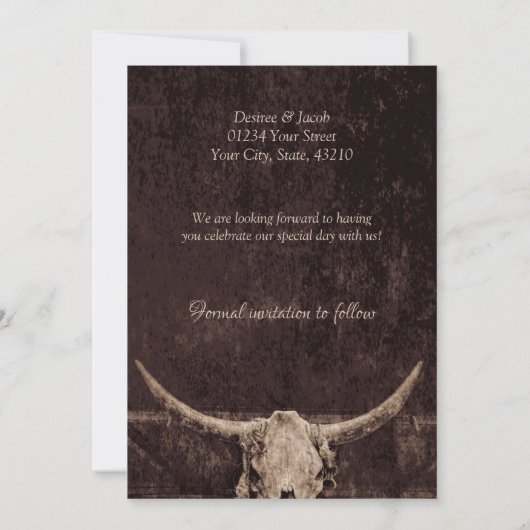 Westerne Rustic Wedding  sparen de Datum Save The Date (Achterkant)