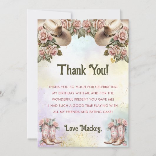 Westerne rustieke bloemen verjaardag dank u kaart (Voorkant)