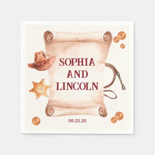 Westerne rustieke bruine bruiloft servet (Voorkant)