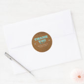Westerne rustieke bruine faux lederen look DANK U Ronde Sticker (Envelop)