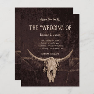 Westerne rustieke bruine land stier schedel budget