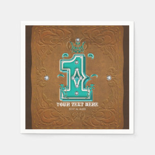 Westerne rustieke bruine lederen look & diamanten  servetten