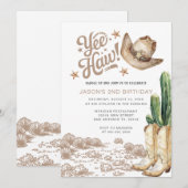 Westerne rustieke cowboy cactus verjaardag kaart (Voorkant / Achterkant)