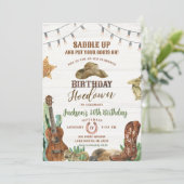 Westerne rustieke hoedown cowboy verjaardagsfeestj kaart (Staand voorkant)
