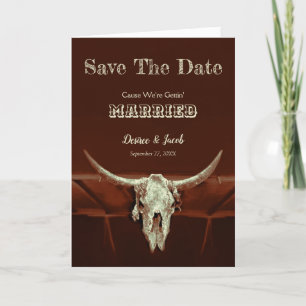 Westerne Rustige bruiloft Bull Skull Save the Date Aankondiging