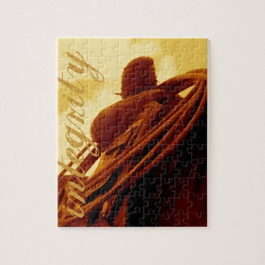 Westerne rustige roping zadelkunst legpuzzel (Verticaal)