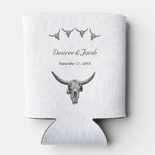 Westerne Rustige zwarte en witte bruiloft Blikjeskoeler (Achterkant)