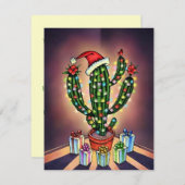 WESTERNE SAGUARO CHRISTMAS TREE ARTIJ INVITATIE KAART (Voorkant / Achterkant)