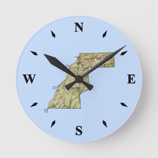Westerne Sahara Map Clock Ronde Klok (Voorkant)