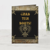 Westerne salon bruiloft met scrollers uit het bijt bedankkaart (Voorkant)