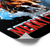 Westerne Santa Vrolijk Kerstfeest Poster (Hoek)