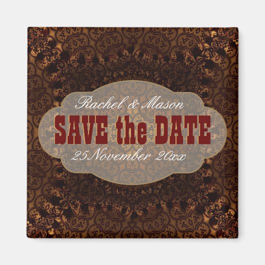 Westerne schade Charm Save the Date Magnet Magneet (Voorkant)