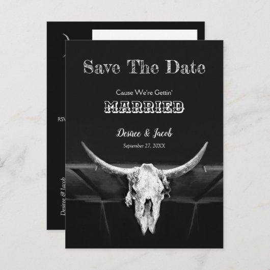 Westerne schedel Rustisch zwart en wit sparen de d Briefkaart (Voorkant / Achterkant)