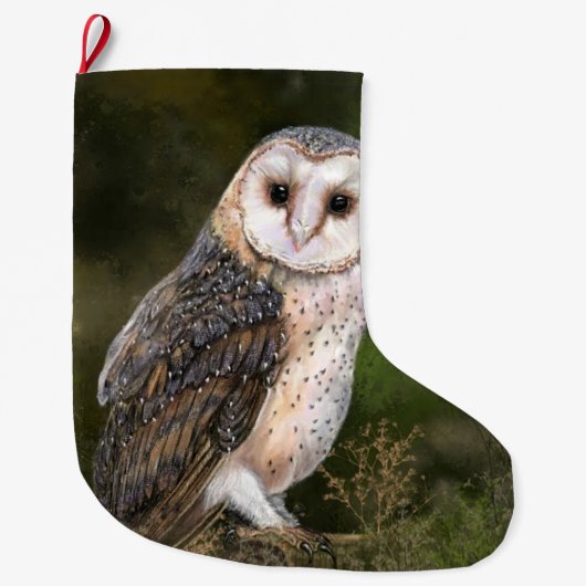 Westerne schuur uil kerst kous cadeau grote kerstsok (Voorkant)