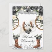 Westerne Silver en Black Charra Boots 15 anos Kaart (Achterkant)