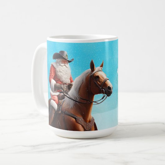 Westerne Sinterklaas Paardrijden Kerstmis Koffiemok (Voorkant links)