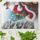 Westerne Sinterklaas Paardrijden Kerstmis Theedoek (Gevouwen)