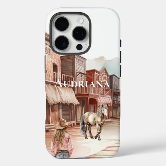 Westerne stad meisje paard Case-Mate iPhone case (Achterkant)