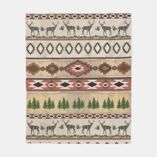 Westerne stammen van de Deer Hunting Rustic Mounta Fleece Deken (Voorkant)