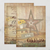 Westerne Star Kiss Wedding Invites in het Rustisch Kaart (Voorkant / Achterkant)