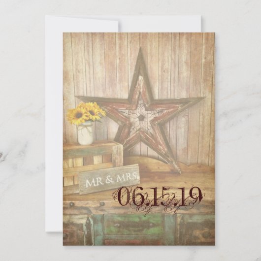 Westerne Star Wood Wedding Invites Kaart (Voorkant)