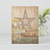 Westerne Star Wood Wedding Invites Kaart (Staand voorkant)