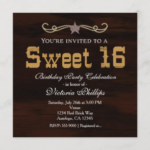 Westerne Ster Country SWEET 16 BIRTHDAY Kaart