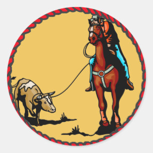 Westerne Sticker Team Roping Steer Roping