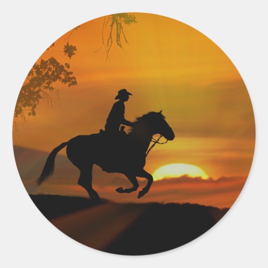 Westerne Stickers van Cowboy en Sunset Country (Voorkant)
