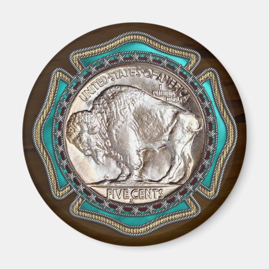 Westerne stijl Buffalo Nickle Magneet (Voorkant)