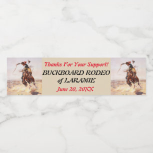 Westerne stijl Cowboy en Bucking Horse Rodeo Waterfles Etiket