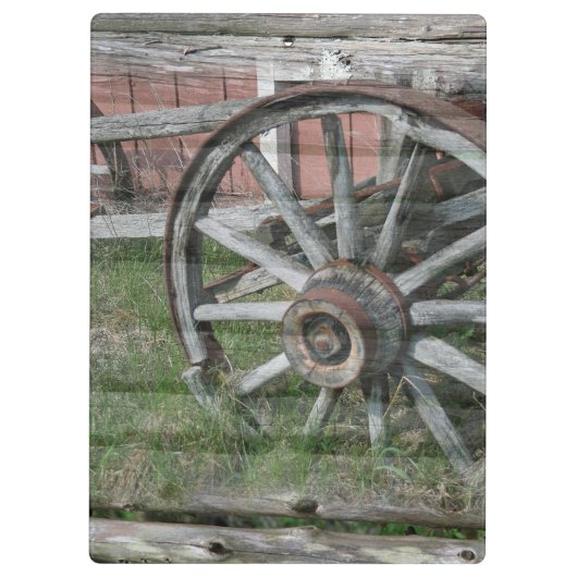 Westerne Stijl Rustiek Wagon Wiel Klembord (Achterkant)