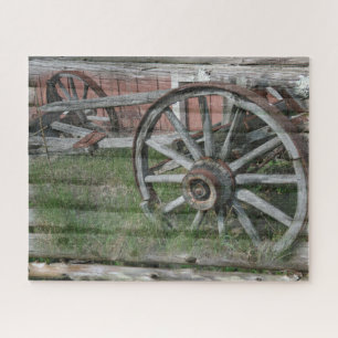 Westerne stijl Rustisch wieltje Jigzaag Puzzle Legpuzzel