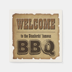 Westerne stijl Welkom bij onze BBQ (aanpasbaar) Servet