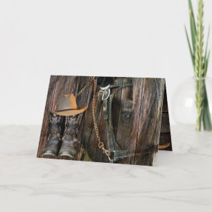 Westerne stijlpaarden en cowboy Boots Dank je auto Bedankkaart