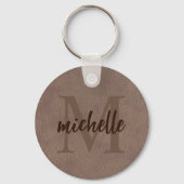 Westerne stijltekenmonogram voor leder sleutelhanger (Achterkant)