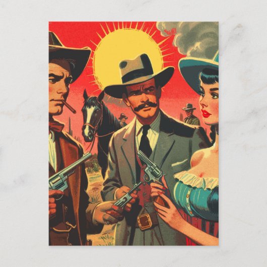  Westerne stripillustratie Briefkaart (Voorkant)