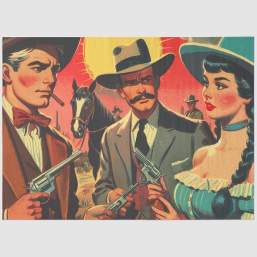  Westerne stripillustratie Tissuepapier (Voorkant)