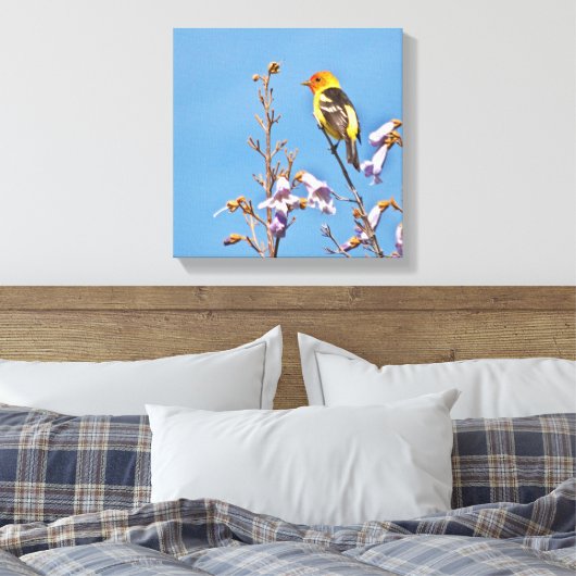 Westerne Tanager Canvas Afdruk (Insitu (Slaapkamer))
