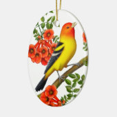Westerne Tanager in het Ornament van Trumpet-wijn (Links)