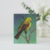 Westerne Tanager: Vogel in oliepastel Briefkaart (Staand voorkant)